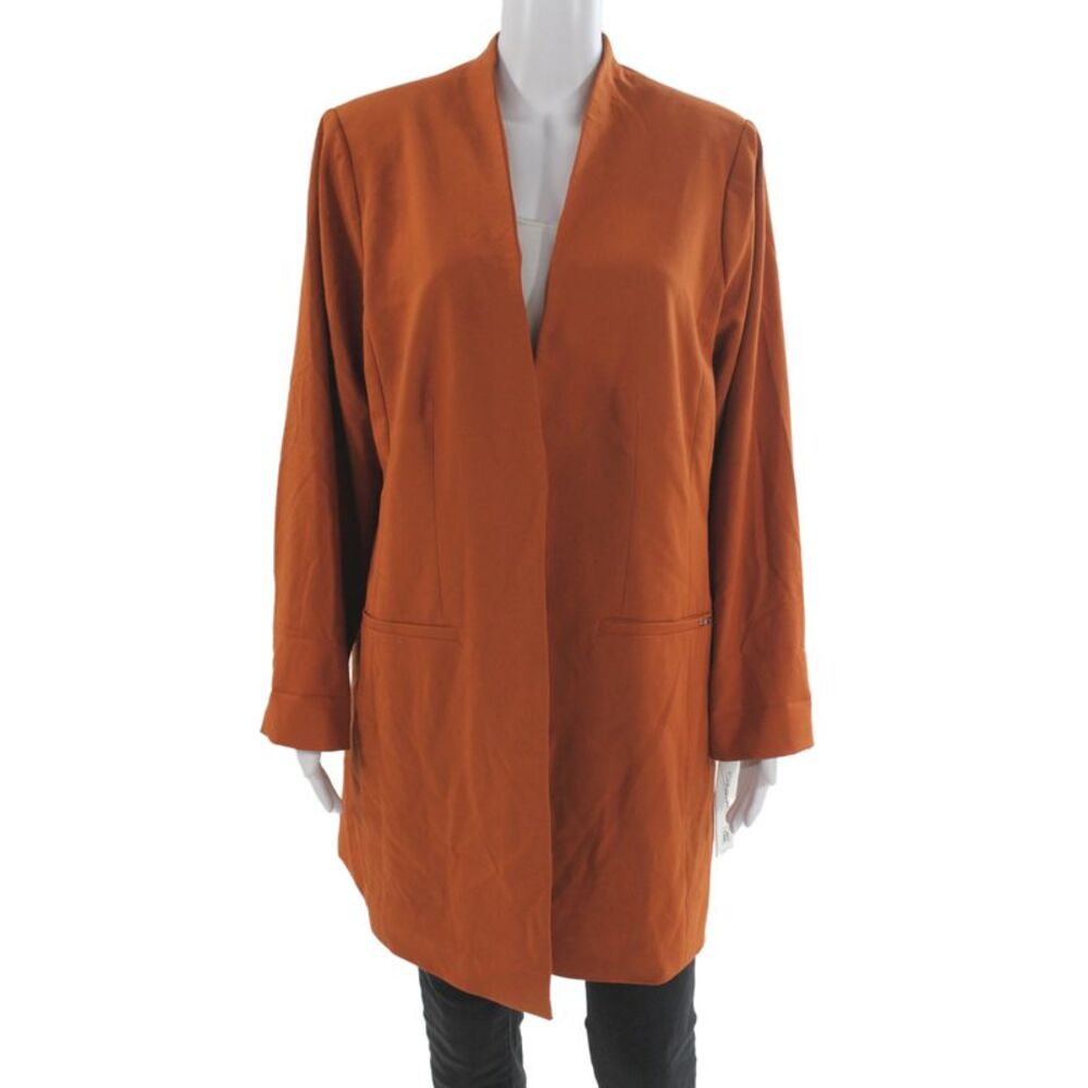 Calvin Klein Womens Long Sleeve Blazer Orange Plus Size 14